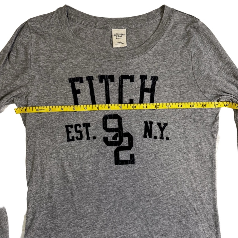 Abercrombie and Fitch Gray Tee Size Large Long Sleeve Classic Fitch Graphic NWOT - Picture 7 of 10